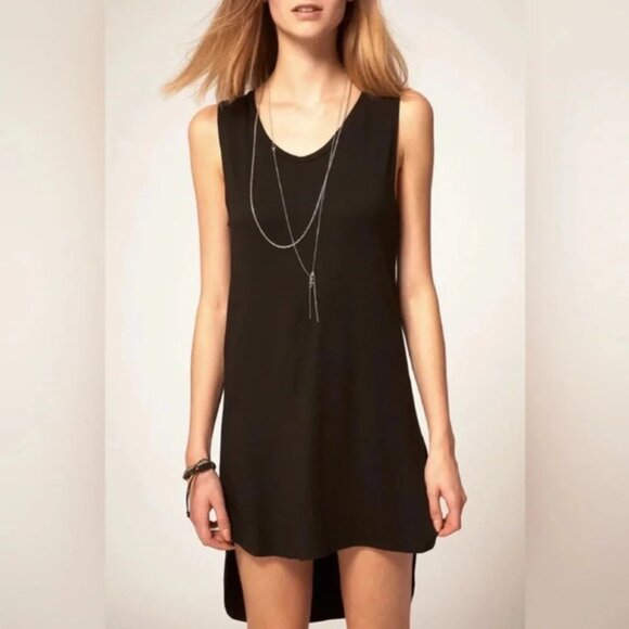 LNA Cardiff Dress Cut out High Low Hem T-Shirt Asymmetrical hem Black Size XS - Picture 2 of 16
